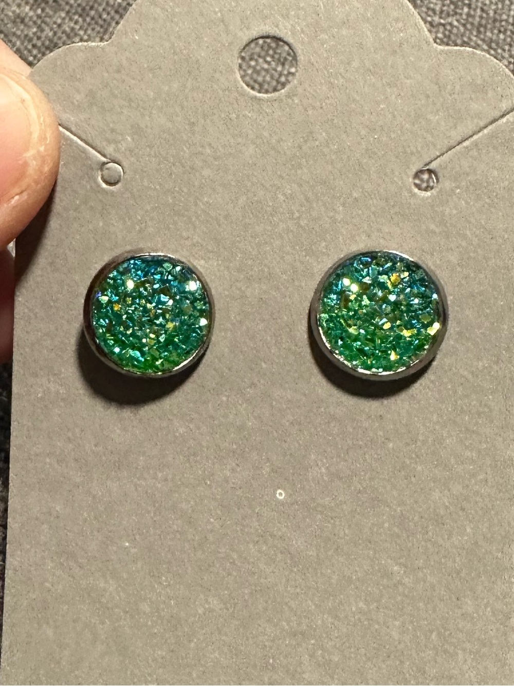 Aqua Druzy Stud Earrings‎ NWT